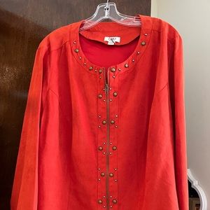 Plus size vegan suede orange blazer